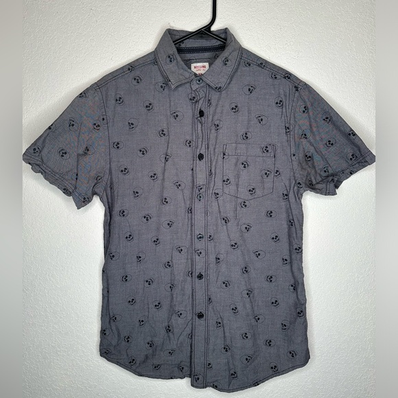 Gray Mossimo Button Up with Skulls - Picture 2 of 3